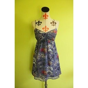 American Eagle Women's 2 Floral Print Sun Dress Summer Spaghetti Straps Layered